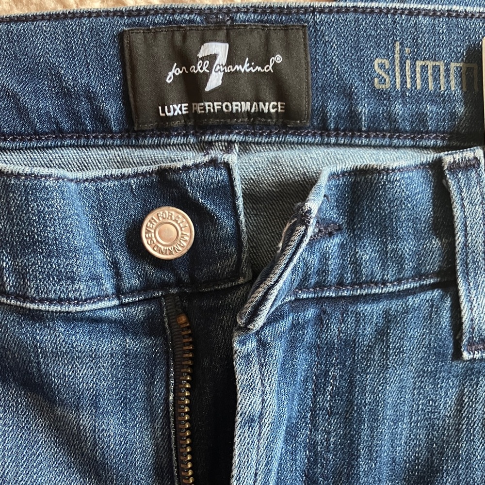 7 For All Mankind Slimmy women’s Jeans in Medium Blue Wash - Picture 3 of 5